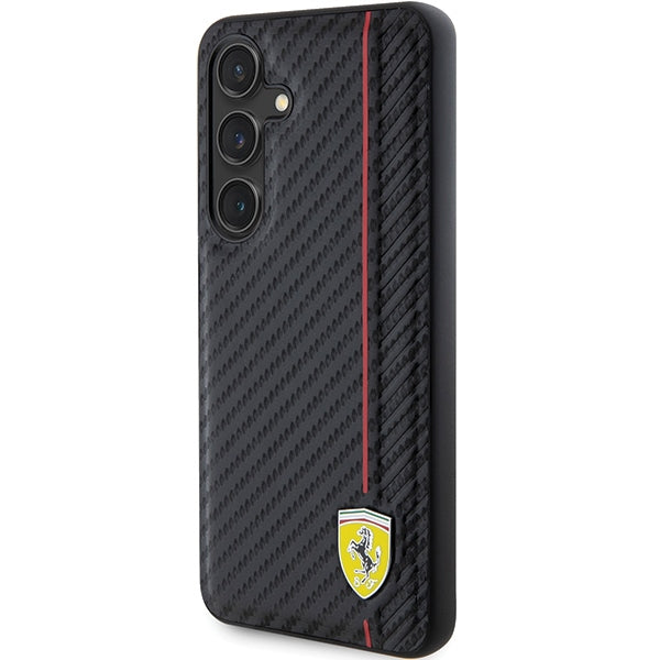 „Ferrari Carbon“ spausdintų linijų dėklas, skirtas „Samsung Galaxy S24+“ – juodas