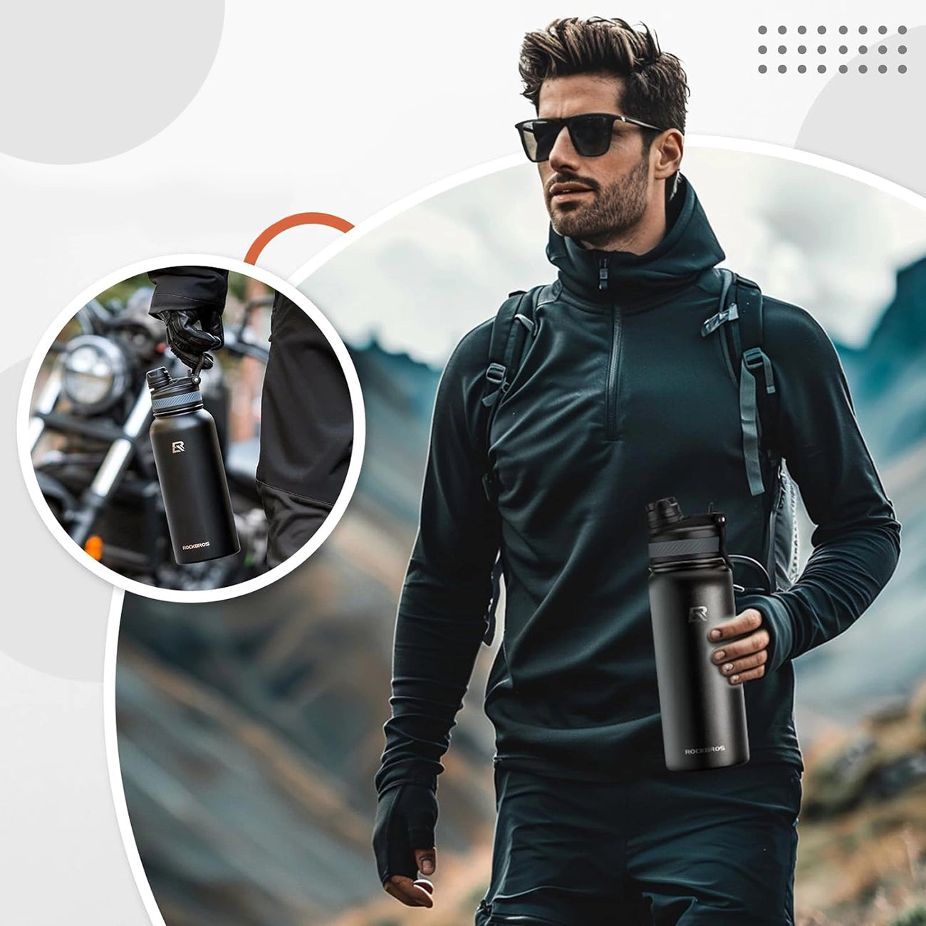Rockbros 35210029002 thermal bicycle bottle for drinks 650 ml - black