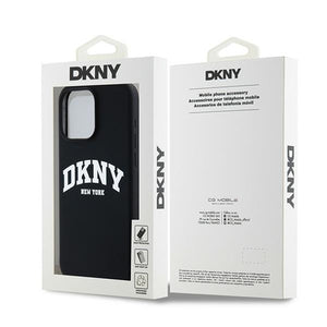DKNY Liquid Silicone White Printed Logo MagSafe iPhone 13 Pro Max Case - Black