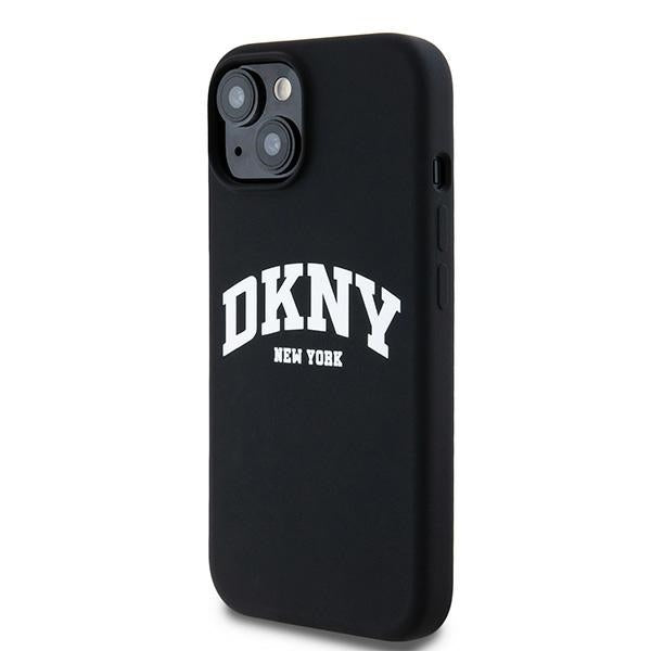 DKNY Liquid Silicone White Printed Logo MagSafe Case for iPhone 14 / 15 / 13 - Black