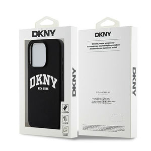 DKNY Liquid Silicone White Printed Logo MagSafe iPhone 15 Pro Case - Black