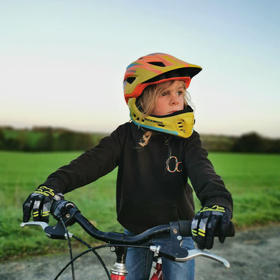 Children's bicycle helmet with detachable visor Rockbros TT-32SOYB-S size S - yellow-orange