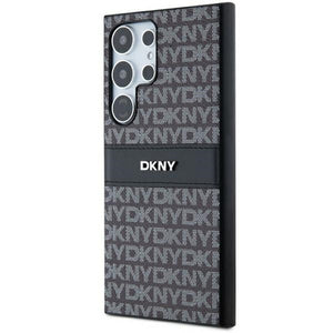 DKNY Leather Mono Stripe &amp; Metal Logo case for Samsung Galaxy S24 Ultra - black