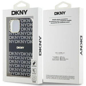 DKNY IML Mono &amp; Stripe MagSafe Case for iPhone 15/14/13 - Black