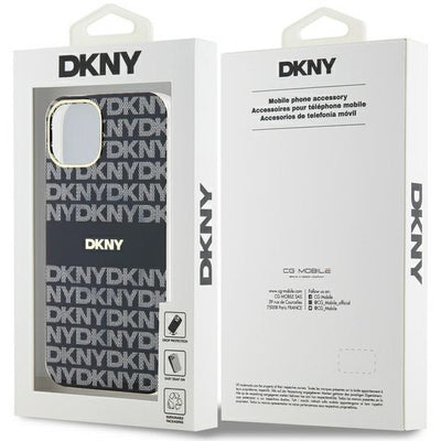 DKNY IML Mono &amp; Stripe MagSafe Case for iPhone 15/14/13 - Black
