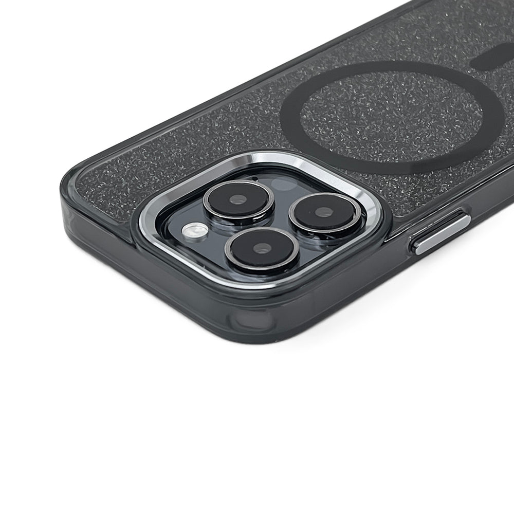 Glitter Case MagSafe for iPhone 16 Plus - black with glitter