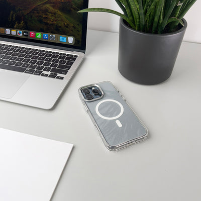 Glitter Case MagSafe for iPhone 16 Pro Max - white with glitter