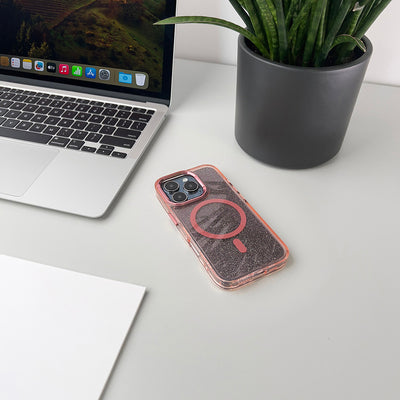 Glitter Case MagSafe for iPhone 16 Pro - pink with glitter