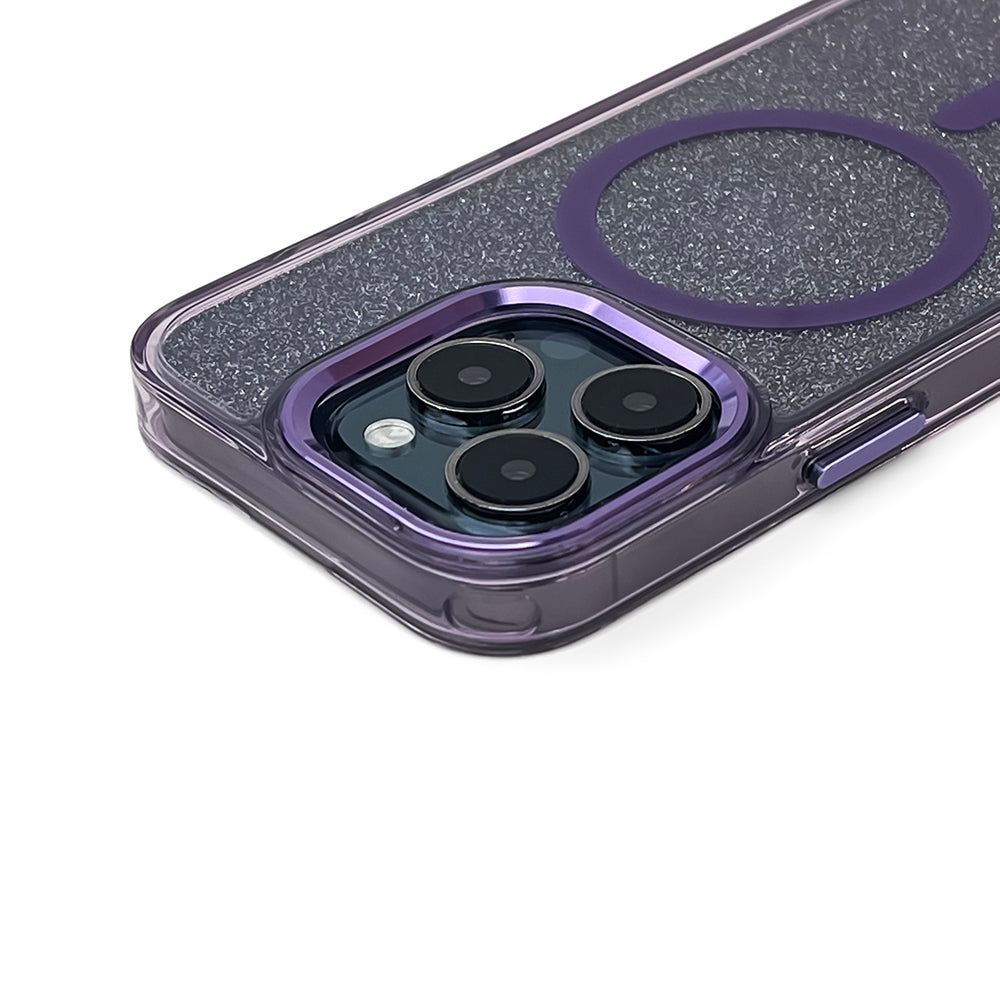 Glitter Case MagSafe for iPhone 16 - purple with glitter