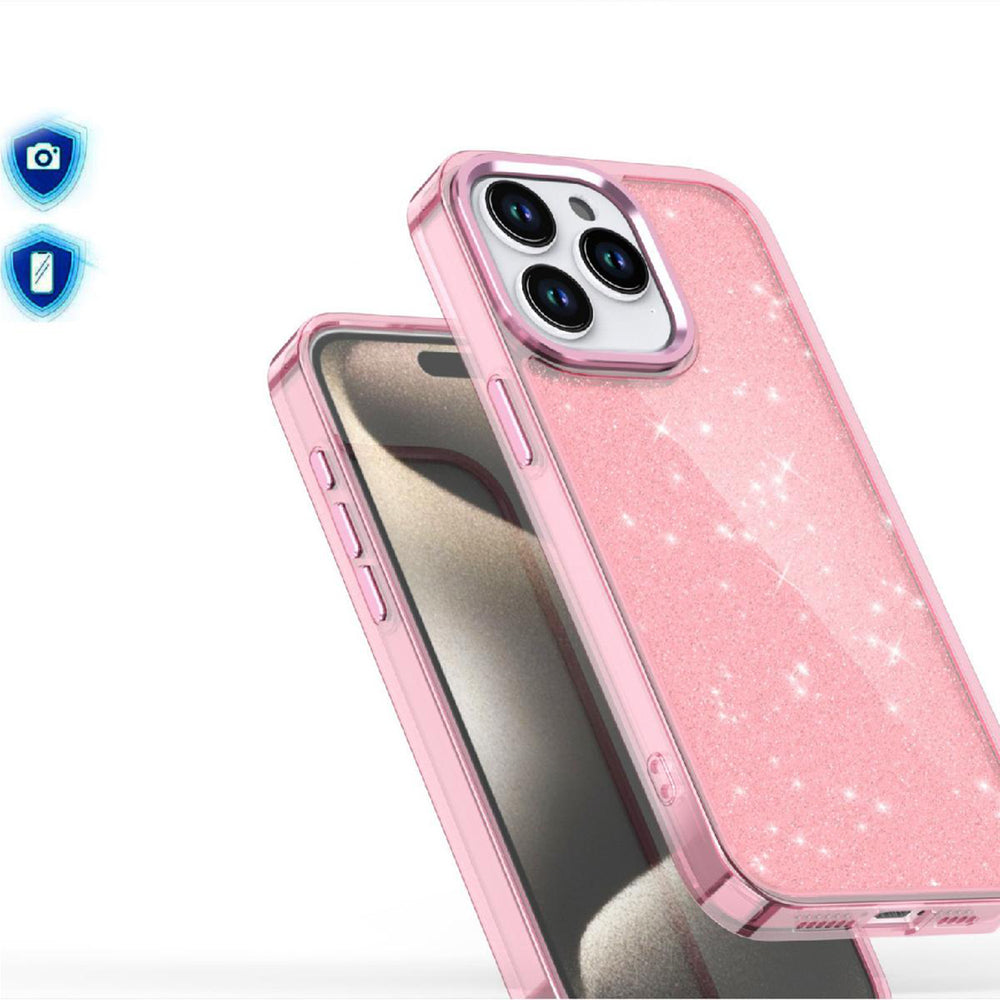 Glitter Case for iPhone 16 Pro - pink with glitter