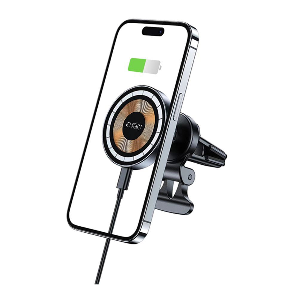 Tech-Protect MM15W-V5 Car Phone Holder with MagSafe 15W Inductive Charger for Air Vent - Black