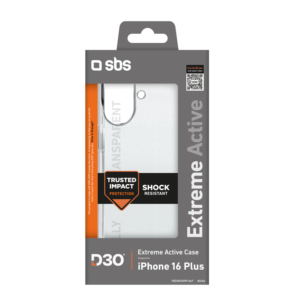 SBS Extreme Active D3O Case for iPhone 16 Plus - Transparent