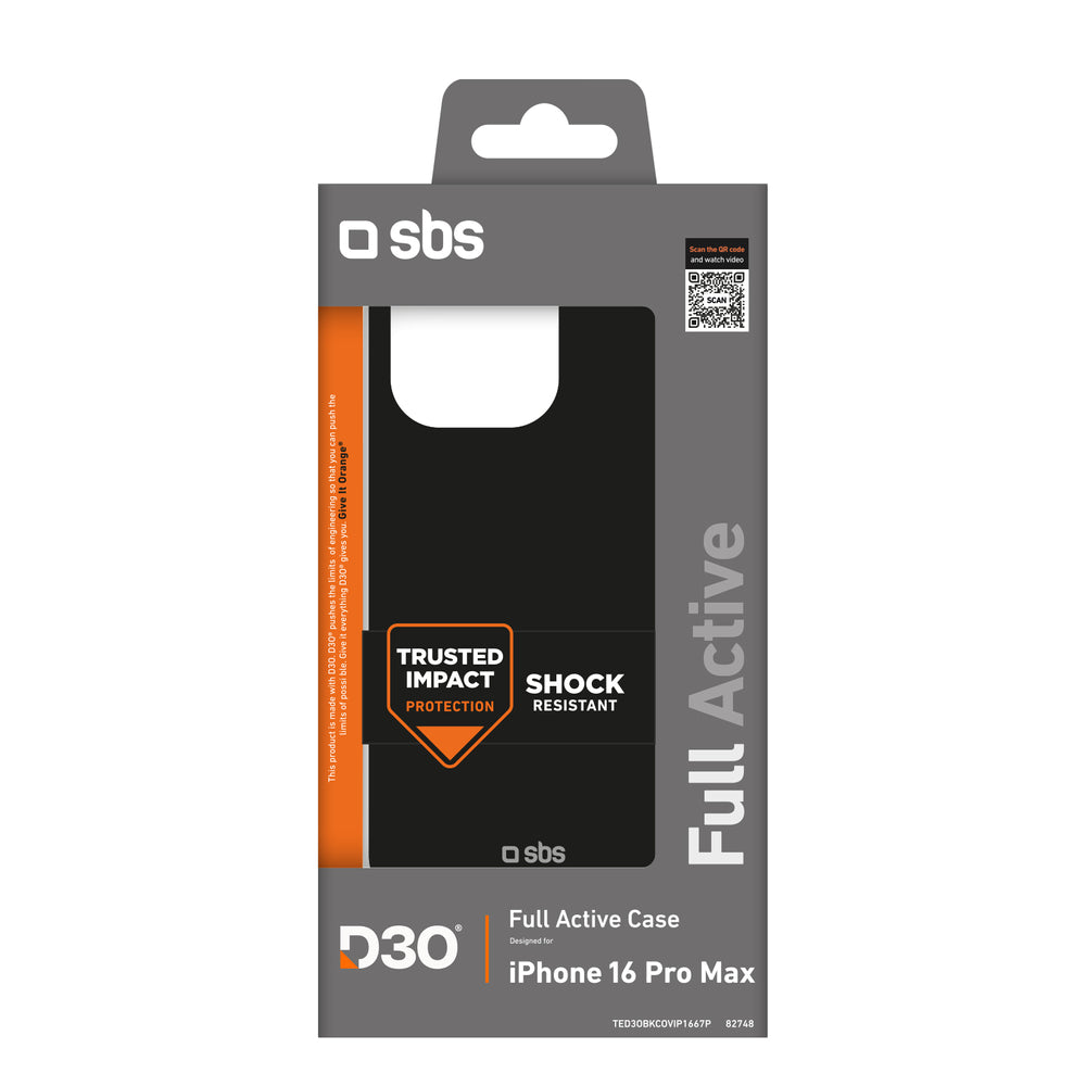 SBS Full Active D3O Case for iPhone 16 Pro Max - Black