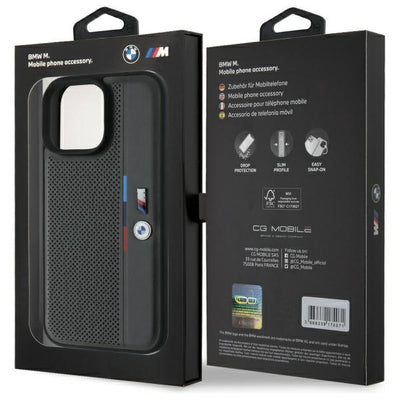 BMW M Perforated Tricolor Detail Line iPhone 16 Pro Case - Dark Gray