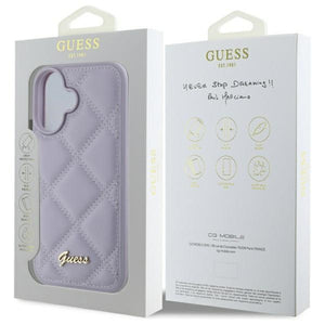 Guess Quilted Metal Logo case for iPhone 16 - light purple