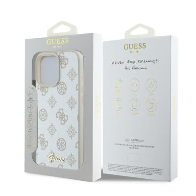 Guess Peony Script Logo MagSafe iPhone 16 Pro Case - White