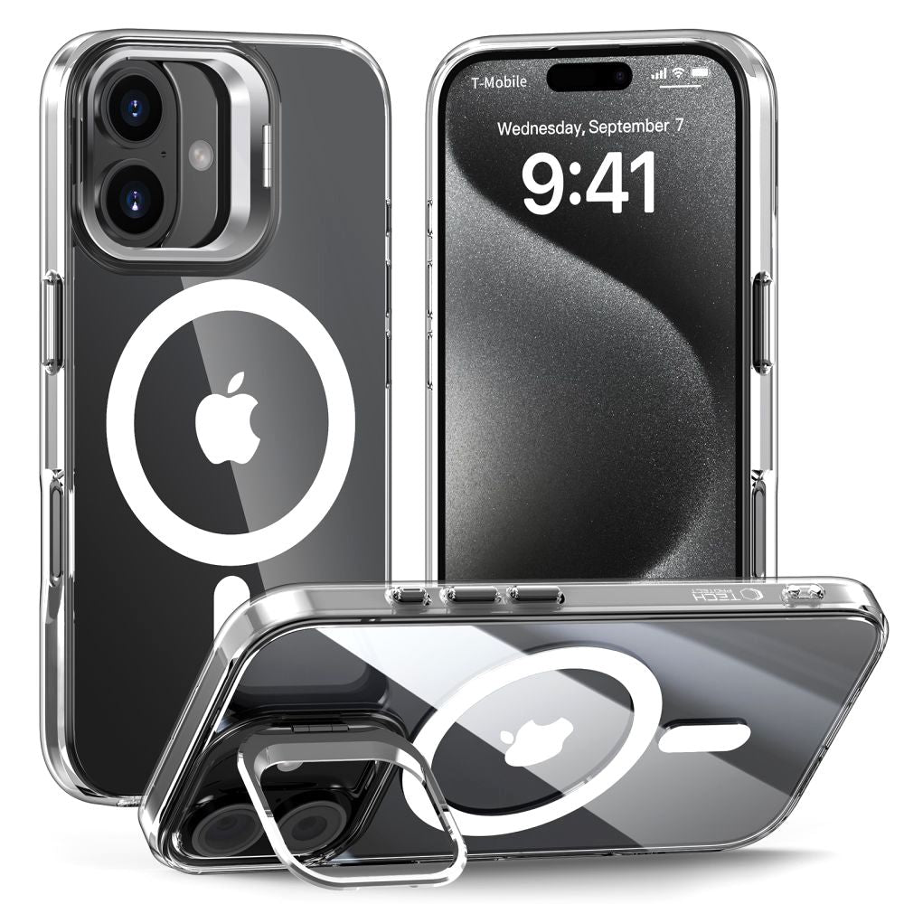 Tech-Protect MagStand MagSafe iPhone 16 dėklas – skaidrus