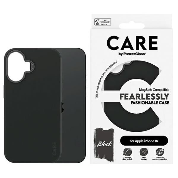 „CARE by PanzerGlass“ madingas dėklas „iPhone 16 6.1“ (juodas/juodas), „MagSafe 1377“