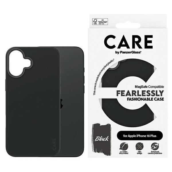 „CARE by PanzerGlass“ madingas dėklas „iPhone 16 Plus 6.7“ (juodas/juodas), „MagSafe 1379“