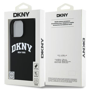 DKNY Silicone White Printed Logo MagSafe iPhone 16 Pro Case - Black