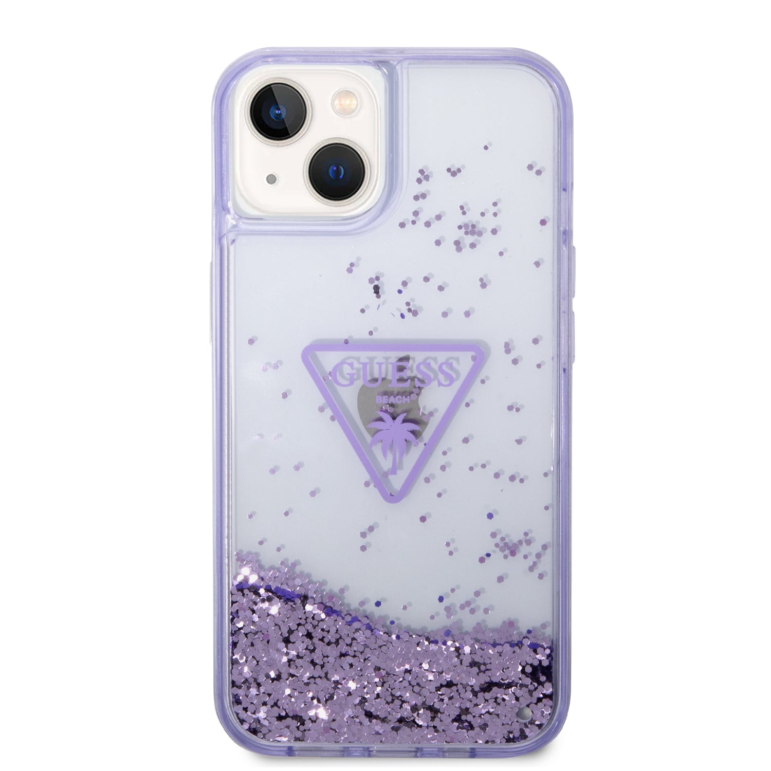 Guess Liquid Glitter Palm Collection case for iPhone 14 Plus 6.7" - purple