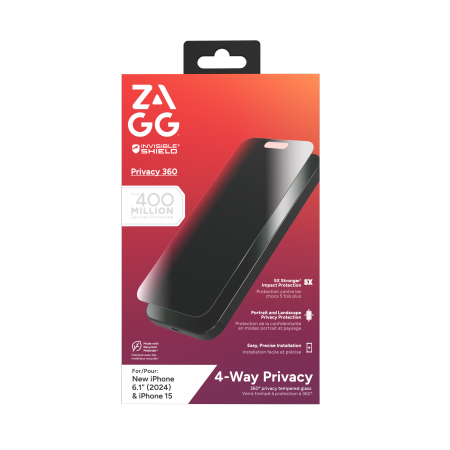 ZAGG InvisibleShield Glass Elite Privacy 360 iPhone 15 / 16 dėklas