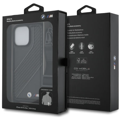 BMW M Edition Carbon Stripe &amp; Strap Case for iPhone 16 Pro Max - Black