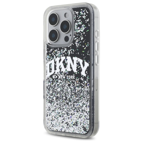 DKNY DKHCP16LLBNAEK iPhone 16 Pro 6.3" black/black hardcase Liquid Glitter Arch Logo