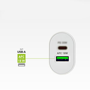 SBS TETRPD20W 20W USB-A USB-C Wall Charger with Power Delivery - White