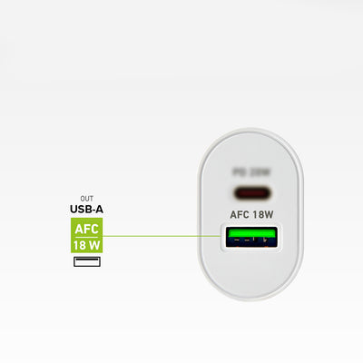 SBS TETRPD20W 20W USB-A USB-C Wall Charger with Power Delivery - White