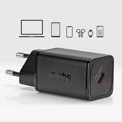 SBS TETRGAN1C45W 45W GaN USB-C Wall Charger with Power Delivery - Black