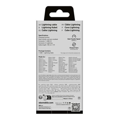 SBS TECABLEUSBIP589K USB-A - Lightning Cable 1m MFi Certified - Black