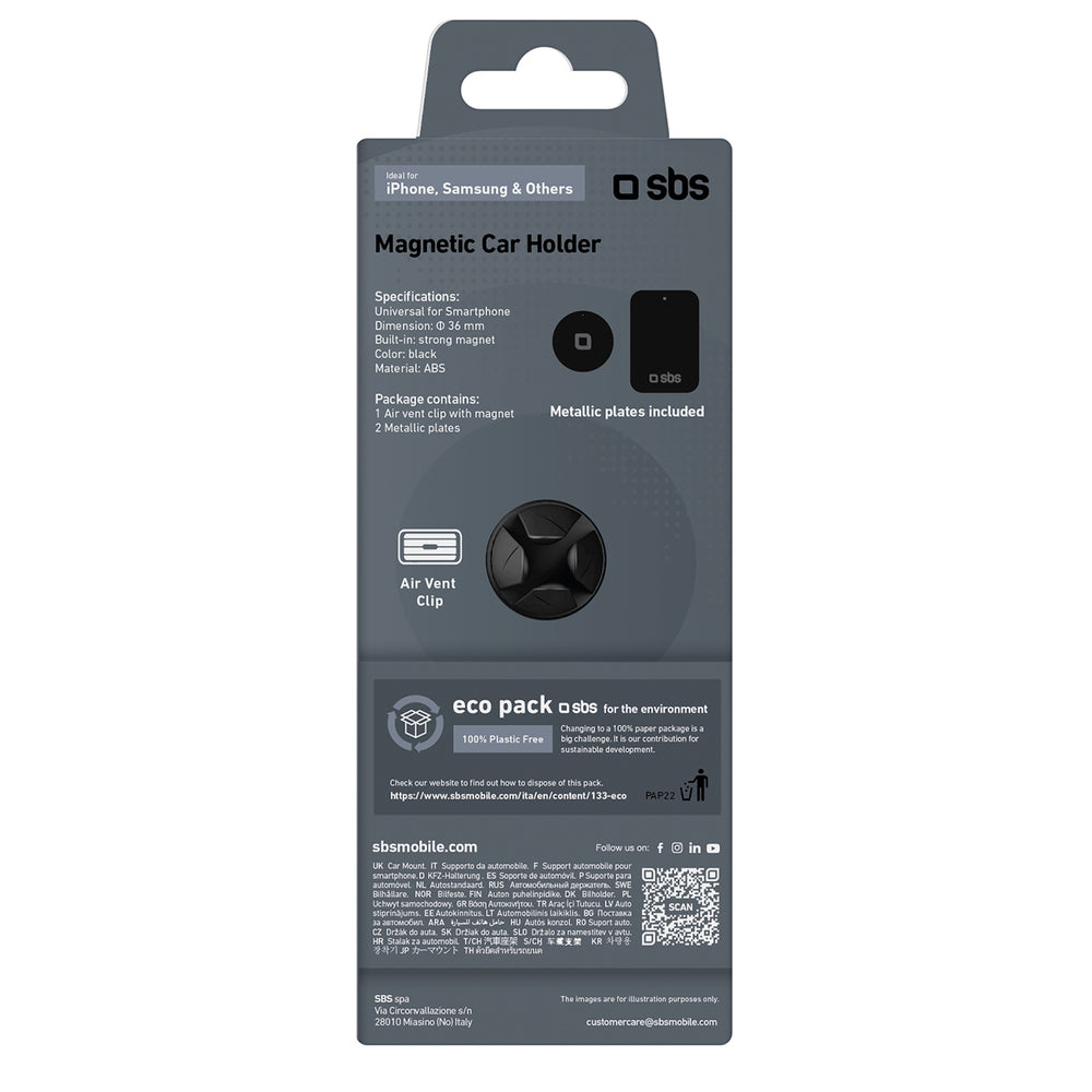 SBS TESUNSUPMAGK smartphone holder magnetic, for air vent - black