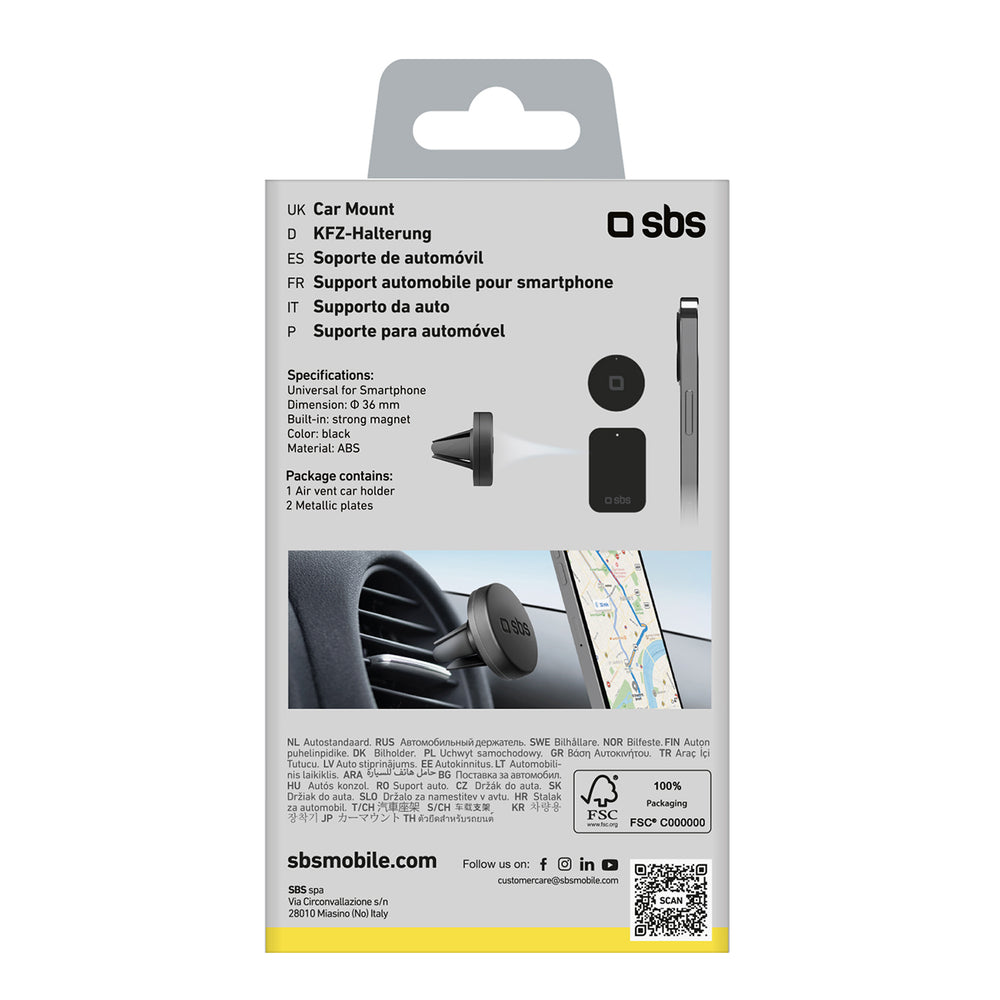 SBS TESUPPUNIVAIRMAG smartphone holder magnetic, for air vent - black