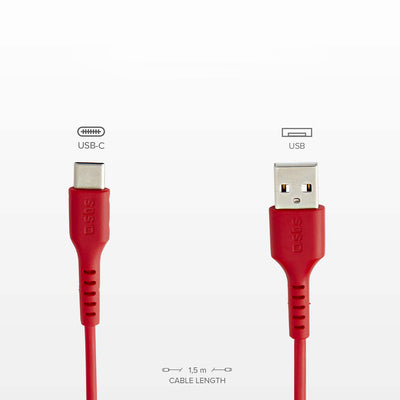 SBS TECABLEMICROC15R USB-A - USB-C Cable 1.5m - Red