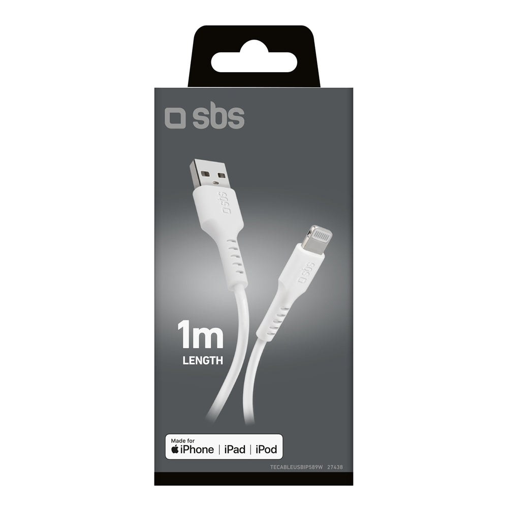 SBS TECABLEUSBIP589W USB-A - Lightning Cable - White