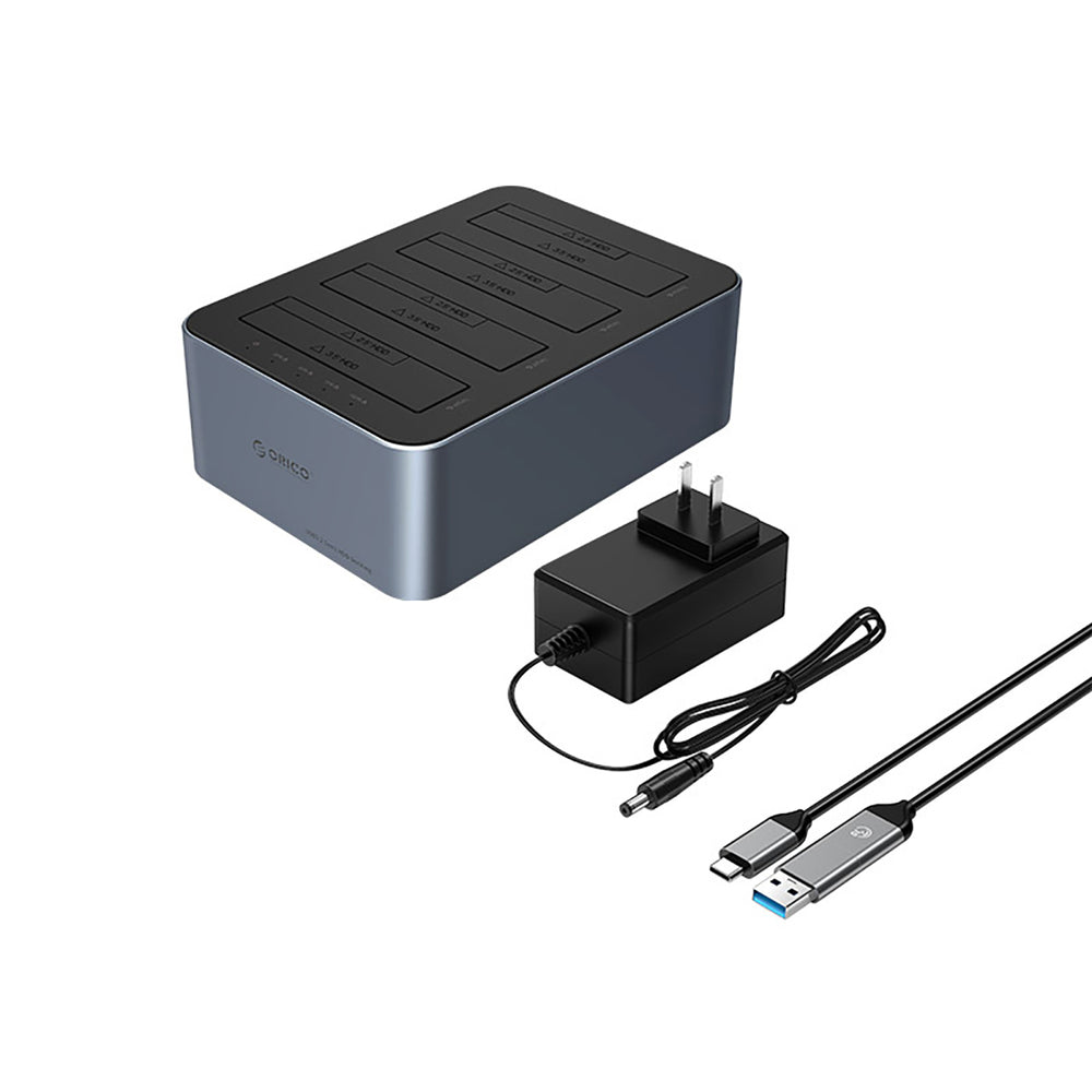 „Orico 6646C3-C“ 4 diskų prijungimo stotelė su neprisijungusio klonavimo funkcija, 2,5 colio / 3,5 colio SATA HDD / SSD - pilka