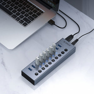 Orico BT2U3-10AB Hub 10x USB-A 3.0 with switches - gray