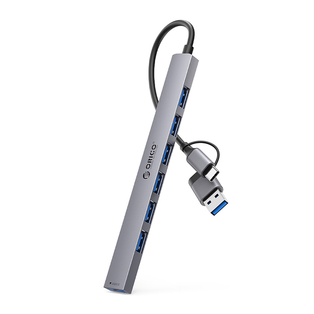 „Orico YSA2-U3“ USB-A/USB-C šakotuvo prijungimo stotelė, 1x USB-A 3.0 + 6x USB-A 2.0 - pilka