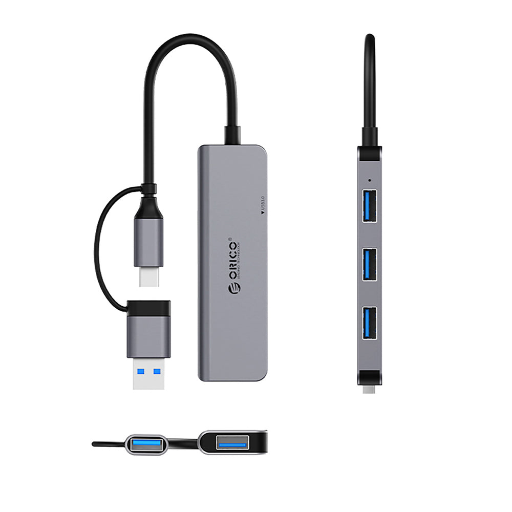 „Orico YSA5-U3“ USB-A/USB-C šakotuvo prijungimo stotelė, 3x USB-A 2.0 + 1x USB-A 3.0 - pilka