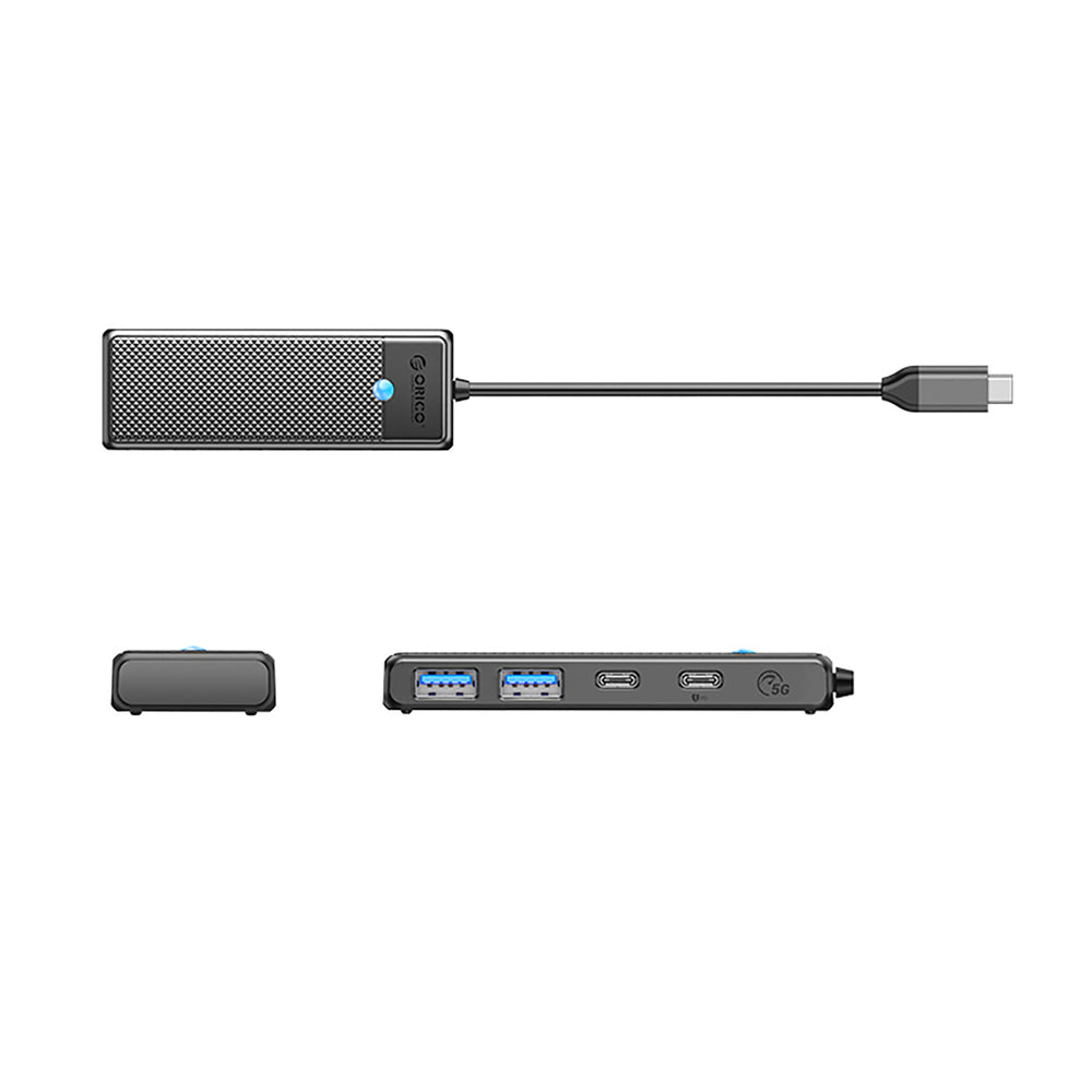 USB-C šakotuvas „Orico PAPW2AC-C3“ su 2 USB-A 3.0 + 2 USB-C 3.0 jungtimis – juodas