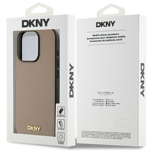 DKNY Grained Metal Logo MagSafe iPhone 15 Pro Max Case - Beige