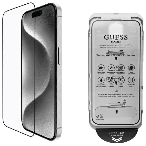 Guess Screen Protector 2.5D Outline Tempered Glass for iPhone 16 Pro