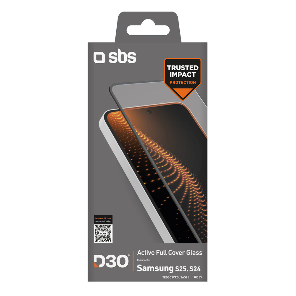 SBS Tempered Glass D3O with frame for Samsung Galaxy S25 / S24