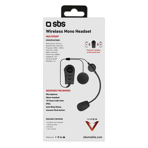 SBS TEEARSETMONOMOTOBTK mono wireless headset for motorcycle helmet - black