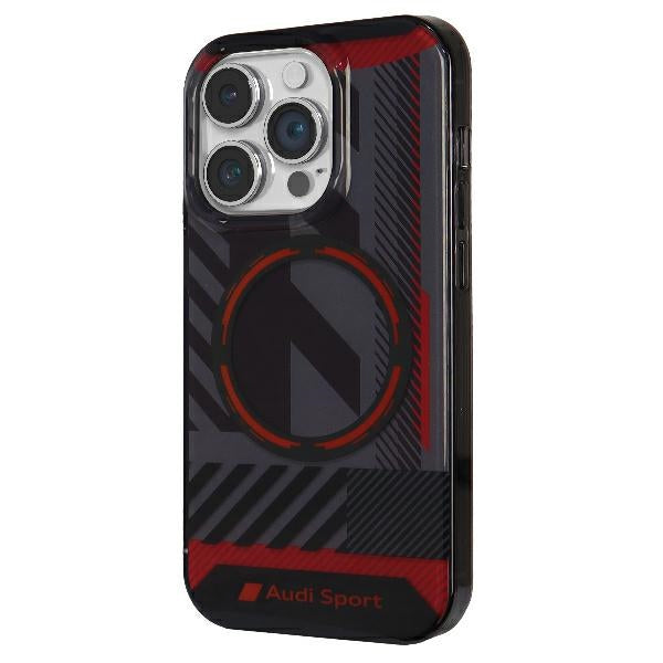 „Audi IML Sport MagSafe“ dėklas, skirtas „iPhone 14 Pro Max 6.7“ telefonui, juodas / juodas kietas dėklas AU-IMLMIP14PM-RSQ/D2-BK 