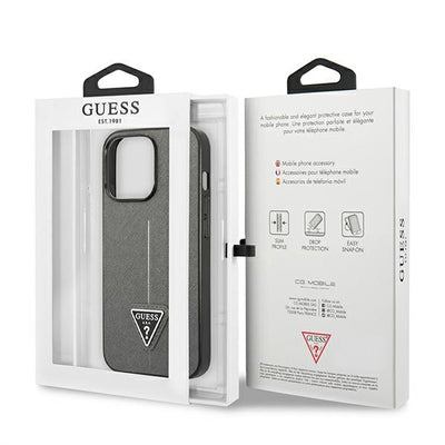 Guess Saffiano Triangle Logo case for iPhone 13 Pro Max 6.7" - silver