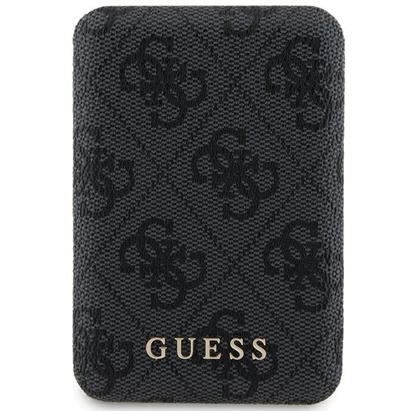 Guess Powerbank inductive 15W GUPB5FP4EMGK 5000mAh black/black 4G Leather Metal Logo MagSafe