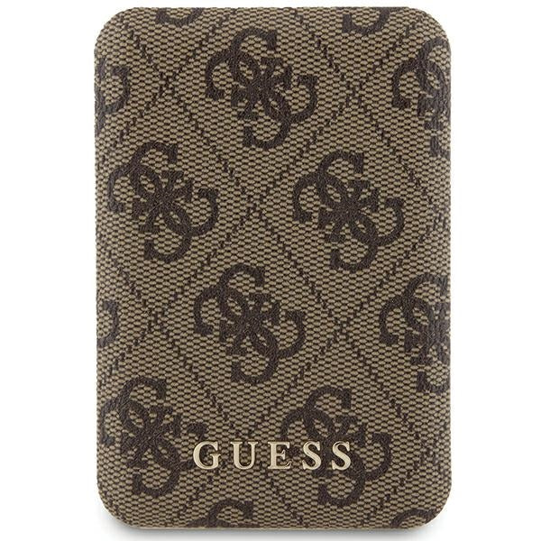 Guess Powerbank inductive 15W GUPB5FP4EMGW 5000mAh brown/brown 4G Leather Metal Logo MagSafe