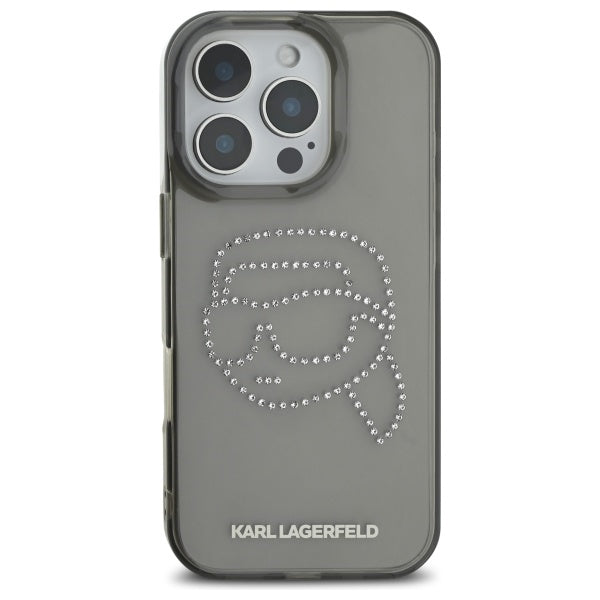 Karl Lagerfeld KLHCP16XHKHDCELK iPhone 16 Pro Max 6.9" black/black hardcase IML Rhinestones Karl Head